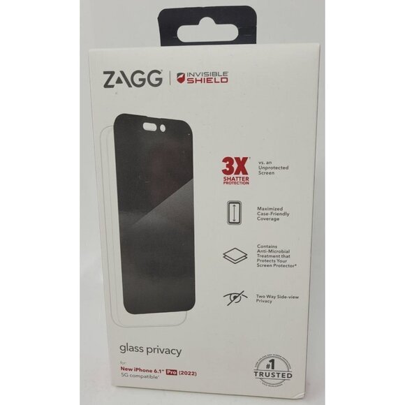 Zagg Glass Privacy Screen Protector for iPhone 14 6.1" 2022, Antimicrobial NEW - Picture 1 of 2